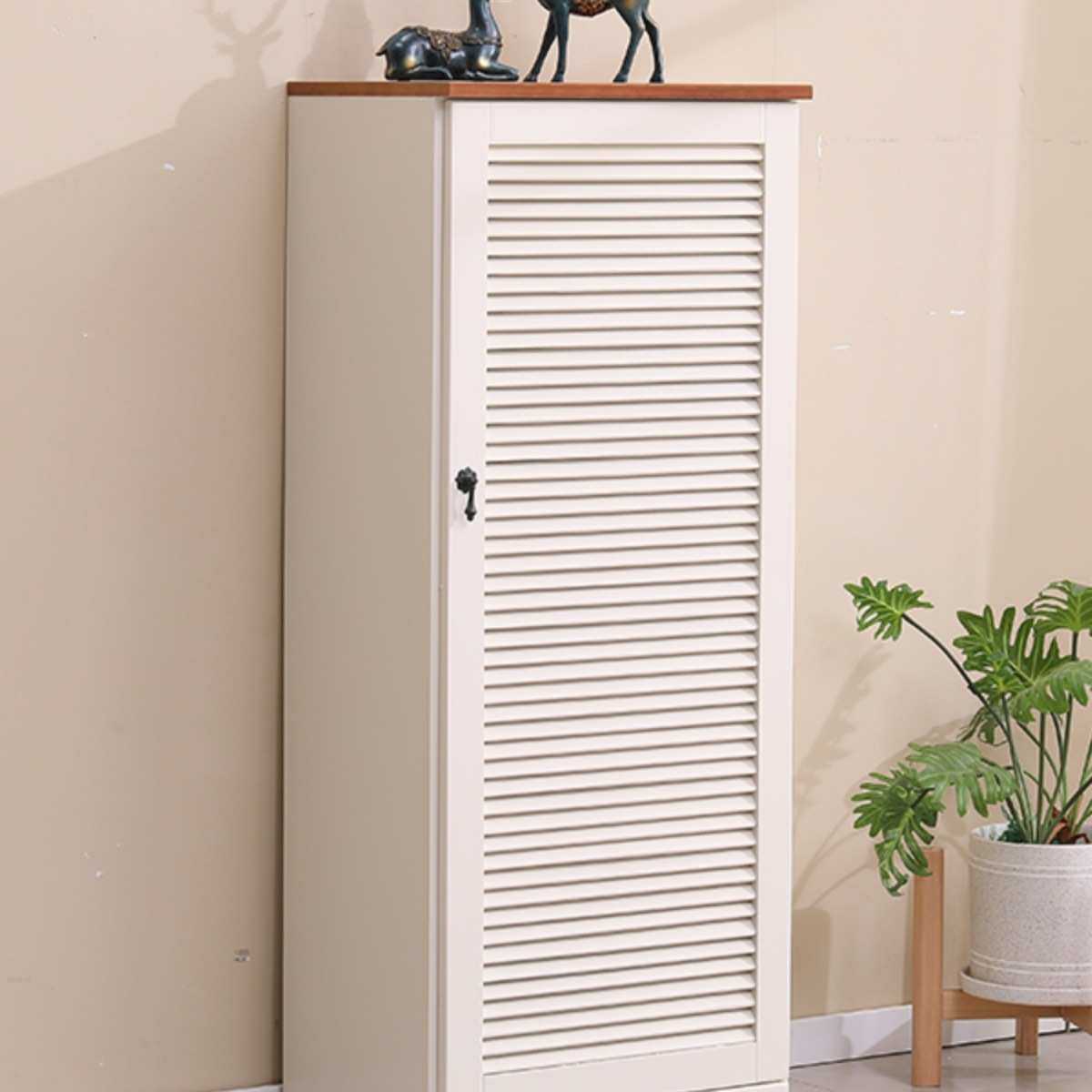 北欧美式地中海实木鞋柜简约现代玄关透气百叶窗单门家用鞋柜门口