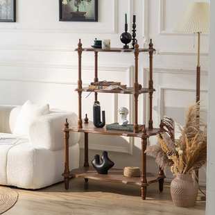 中古风实木多层置物架花店盆栽多肉展示架侘寂风茶室博古架收纳架