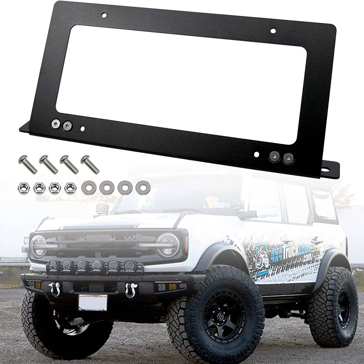 适用于福特烈马Bronco越野版铝合金前美规车牌照架黑色2021-2022