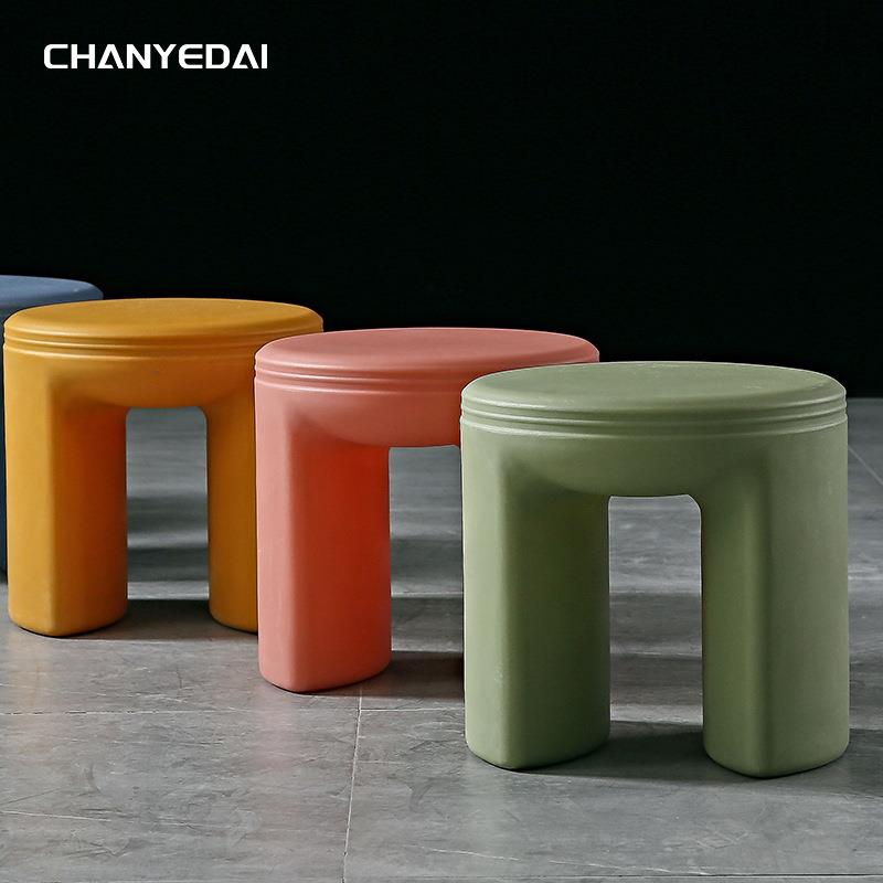 创意沙发圆形凳子家用门口矮凳卧室化妆凳客厅沙发简约置物圆墩子