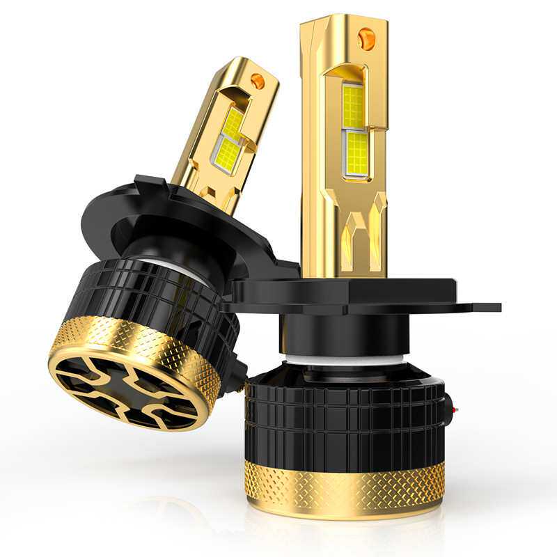 新款高亮240WLED汽车前照灯大灯金色版H4   高速静音风扇