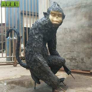 铸铜动物猴子雕塑厂家定制户外园林景观装饰十二生肖猴子金属摆件