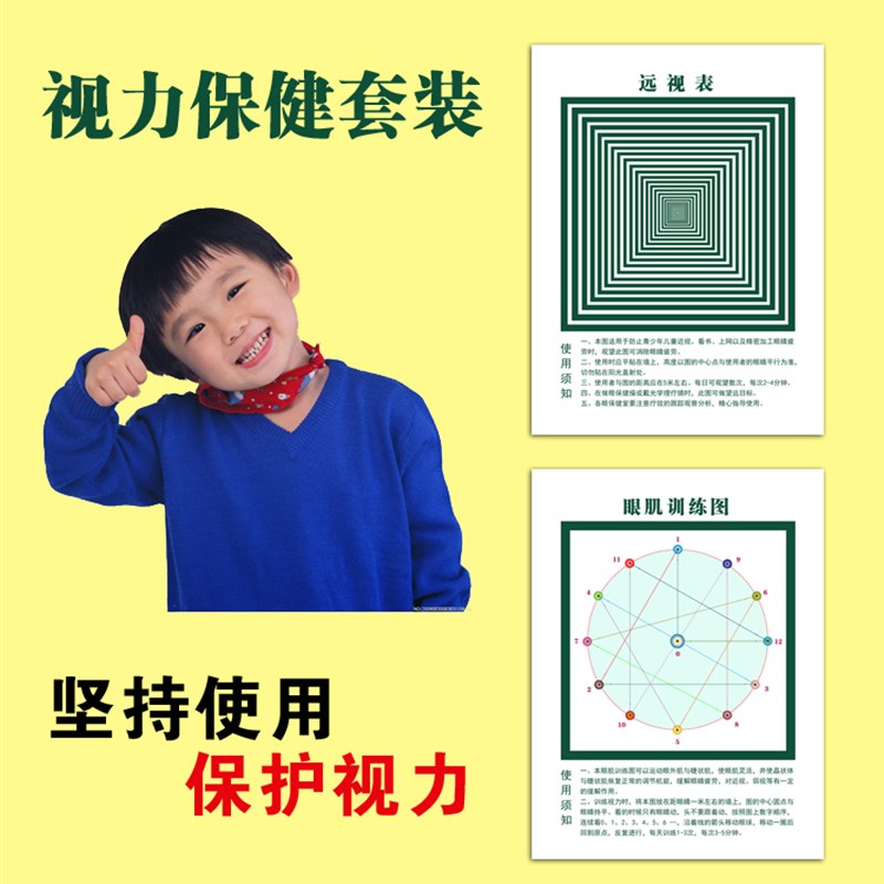 远视表 视力保健图 眼肌训练图 视力恢复挂图 预防缓解近视