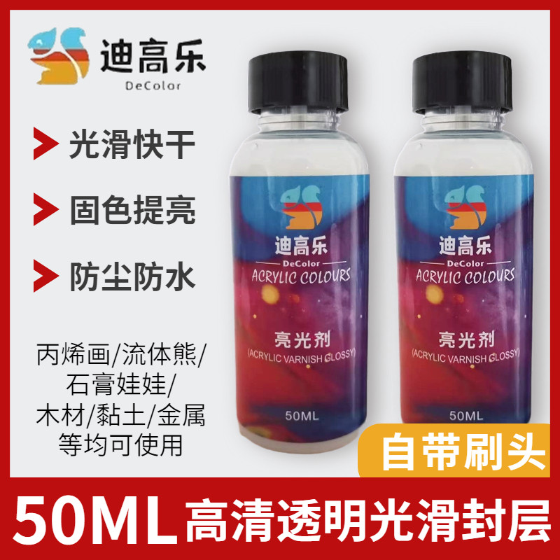 流体熊亮光剂封层提亮快干亮油丙B烯颜料可用黏土石膏娃娃石头画