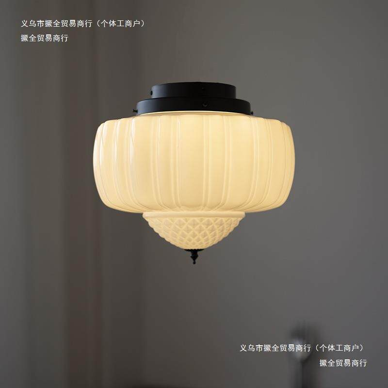 洋房上海复古吸顶灯民宿灯奶老玻璃过卧室道餐厅中古美式