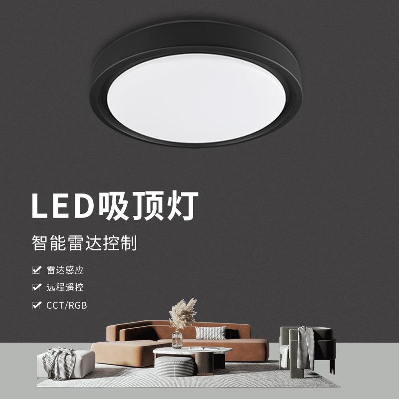 人体雷达感应吸顶灯卧室客厅家用RGB CCT智能遥控调光调色吸顶灯