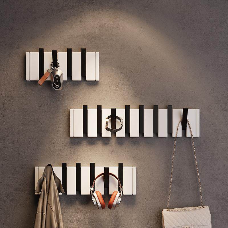 黑白钢琴键挂衣架墙上壁挂钩实木免打孔玄关入户进门后置物衣帽架,电子元器件市场,集成电路（IC）,淘宝优惠券,粉丝福利购,淘宝优惠卷