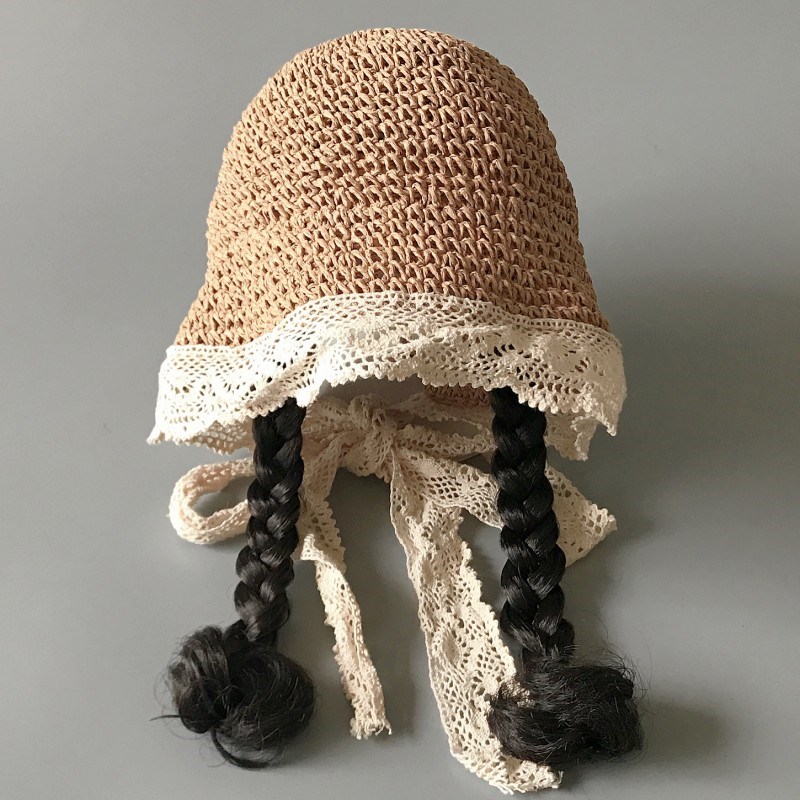 儿童遮阳帽子女童夏天q新款草帽公主宝宝防晒沙滩帽太阳渔夫假热