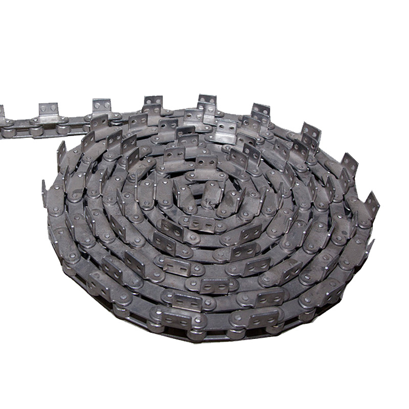 不锈钢大节距弯板链条工业传动滚子链刮板机输送链非标异形链条
