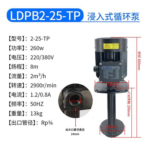 LuiKar洛凯LDPB2-25-TP线切割水箱中走丝加工中心雕刻雕铣机水泵