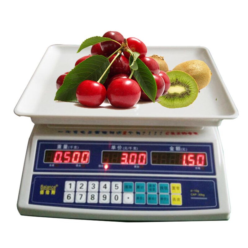 佰伦斯商用电子称台秤30kg厨房家用蔬菜水果秤精准超市称重计价秤