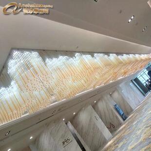 宴会厅装饰水晶灯宾馆吸顶酒店大堂售楼部大型长方形水晶工程灯具