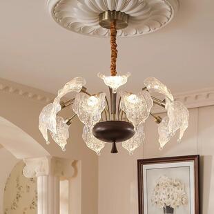 法式客厅吊灯中古风胡桃木实木复古美式大厅主灯高级感卧室吊灯具