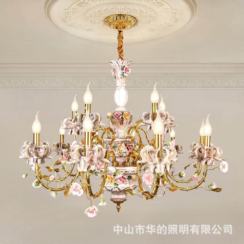 欧式全铜奢华吊灯客厅餐厅卧室别墅温馨浪漫陶瓷灯饰法式田园灯具,鲜花速递/花卉仿真/绿植园艺,割草机/草坪机,淘宝优惠券,粉丝福利购,淘宝优惠卷