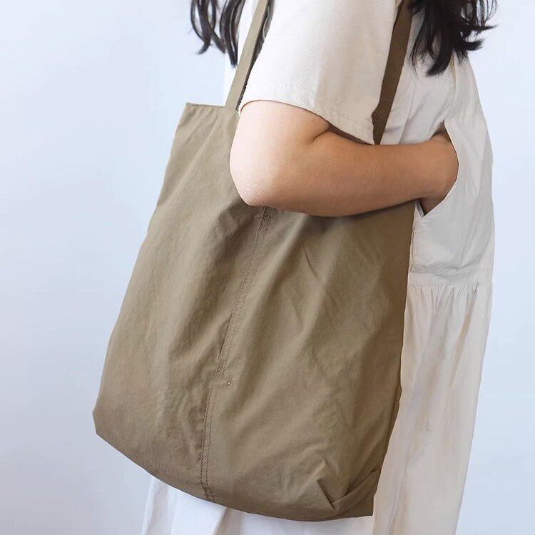 简约风蓝色帆布托特包女大容量单肩手提包休闲百搭通勤包