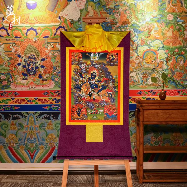 藏村 吉祥西藏金挂画用品心镀装饰画母小号挂件壁画画家用 天唐卡