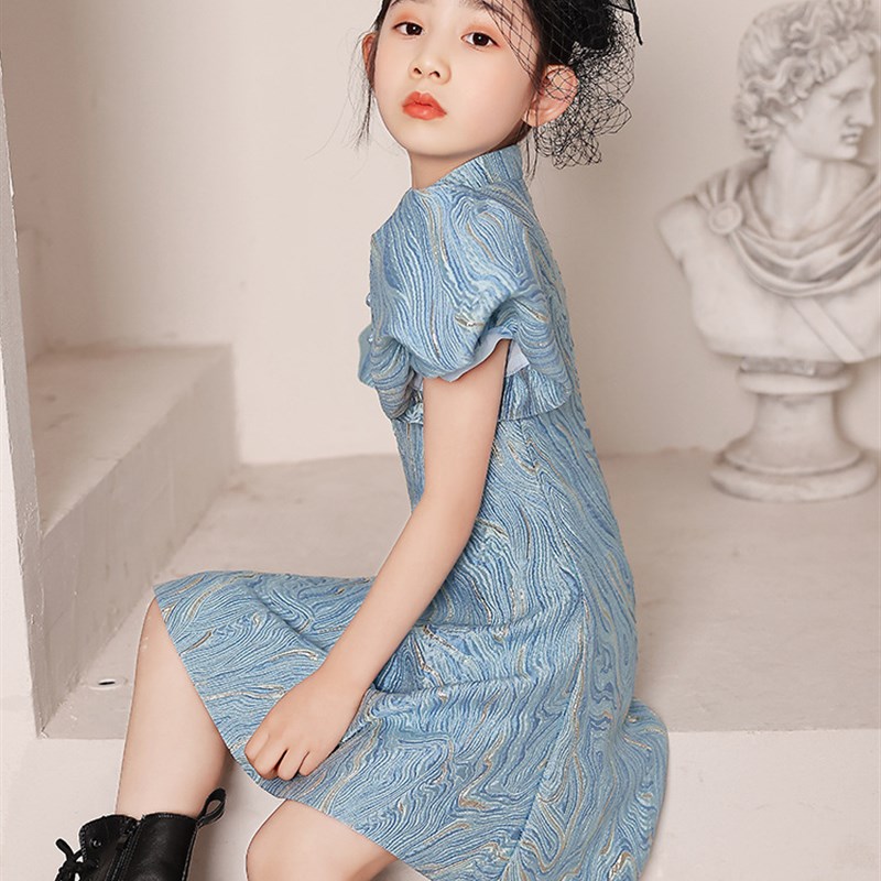 女童中国风生日中式礼服儿童复古旗D袍连衣裙主持人T钢琴演出服夏