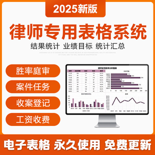 2025律师案件登记管理excel表格开庭计划任务分配任务收费工资表