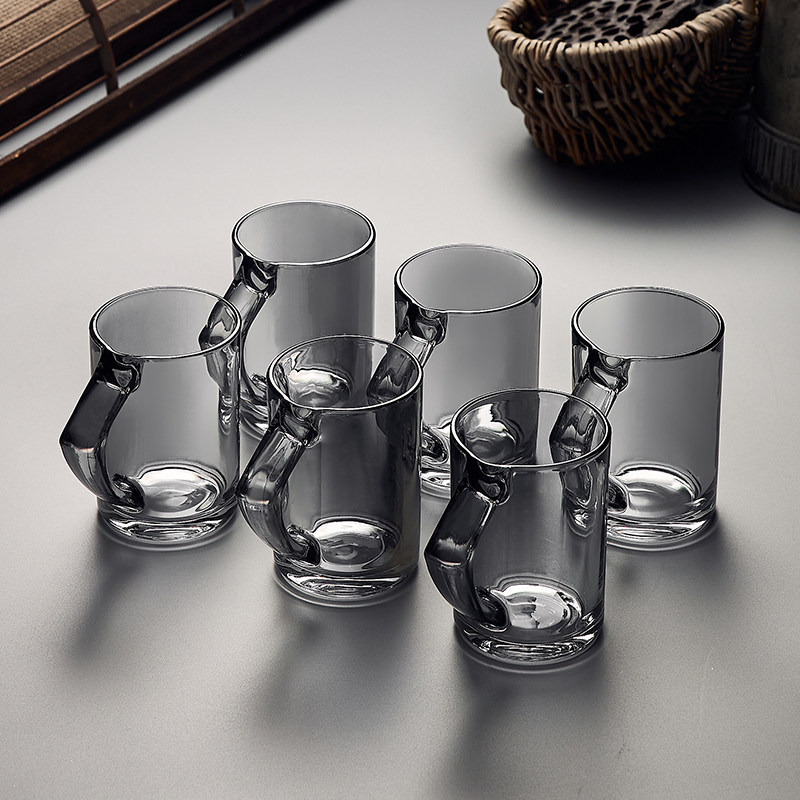 玻璃杯套装家用耐热带把手办公室水杯茶杯客厅待客喝水杯子高颜值