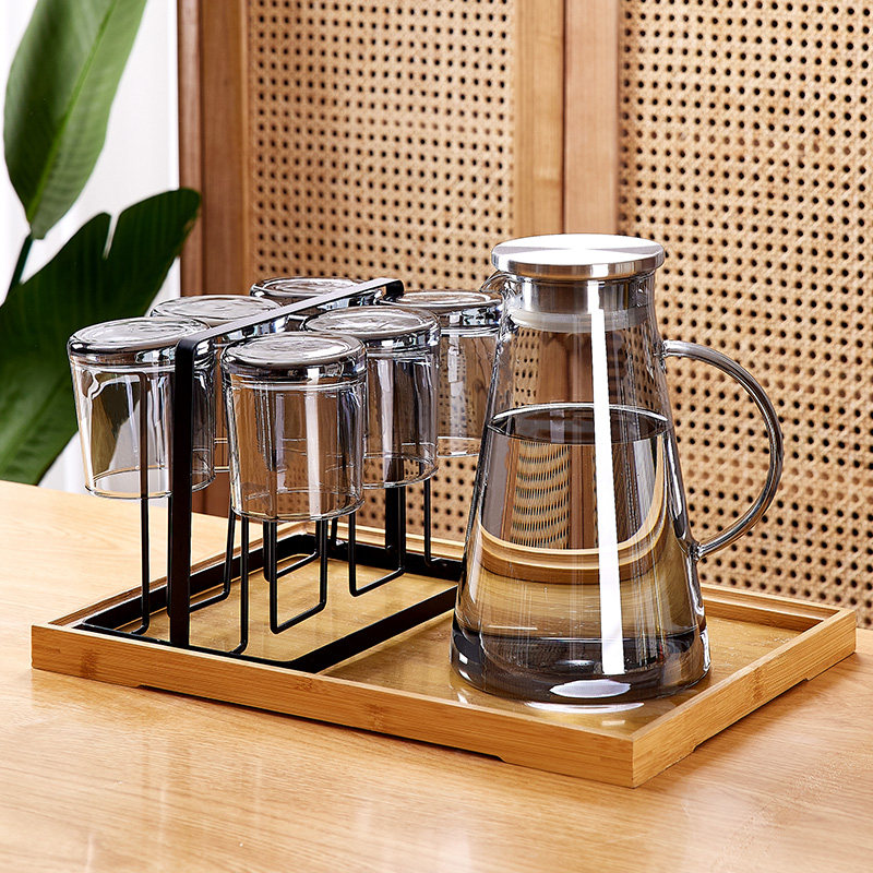 轻奢现代水具套装家用高颜值客厅玻璃喝水杯子家庭茶杯茶具待客用