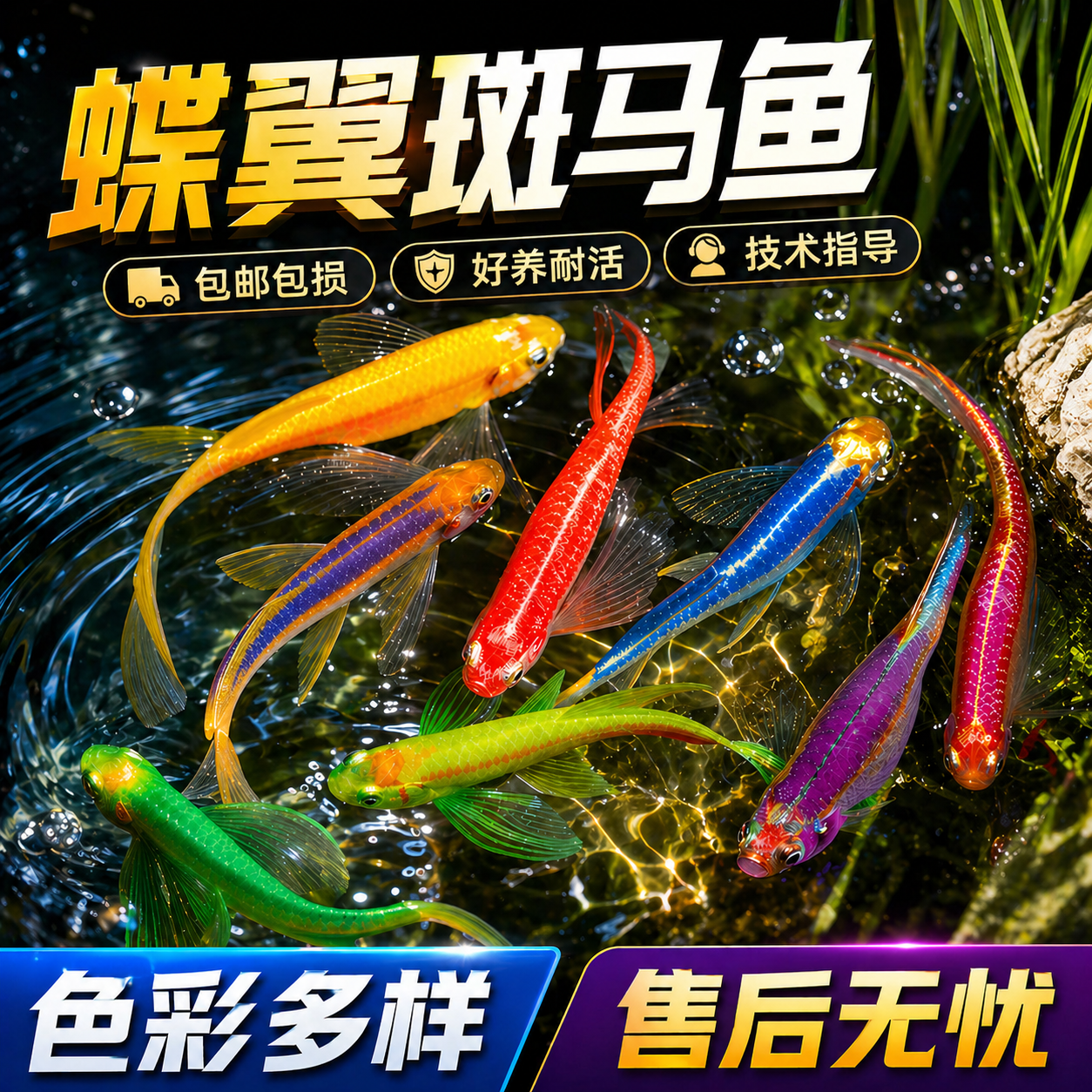 蝶翼斑马鱼热带小型观赏鱼淡水鱼孔雀鱼灯科鱼好养耐活小鱼