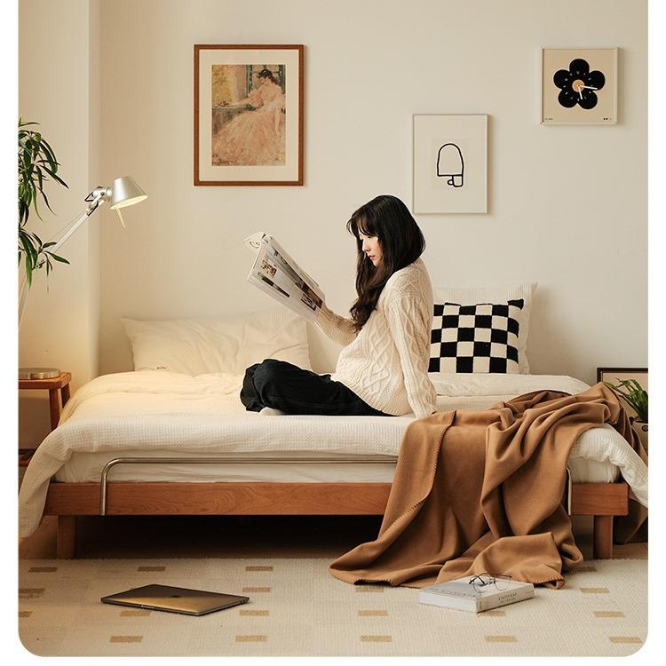 呼呼榻榻米床日式实木双人床樱桃木家具1.5米1.8米现代简约悬浮床