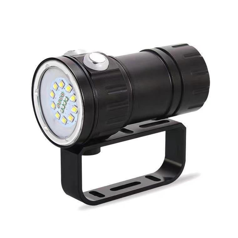 大功率潜水补光灯手电筒10L2红光蓝光摄影备用水下照明装备