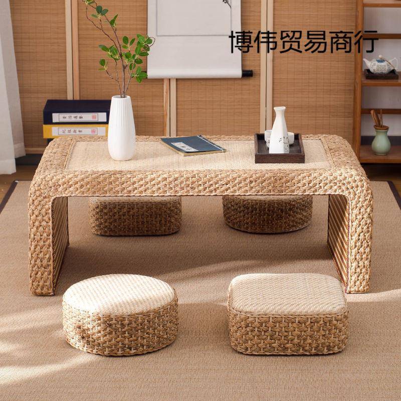 藤编榻榻米桌子小茶几日式矮桌子炕桌家用飘窗桌阳台小茶几国学桌