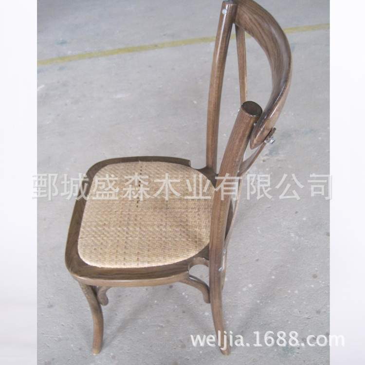 实木餐椅家具美式乡村背叉椅橡木复古餐厅靠背椅交叉椅子