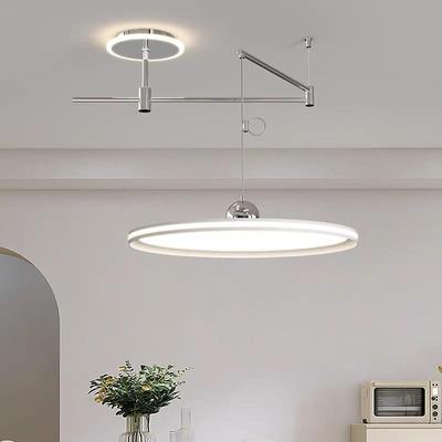 简约现代高亮法式摇臂餐厅吊灯飞碟餐桌灯设计师可移动全光谱吸顶