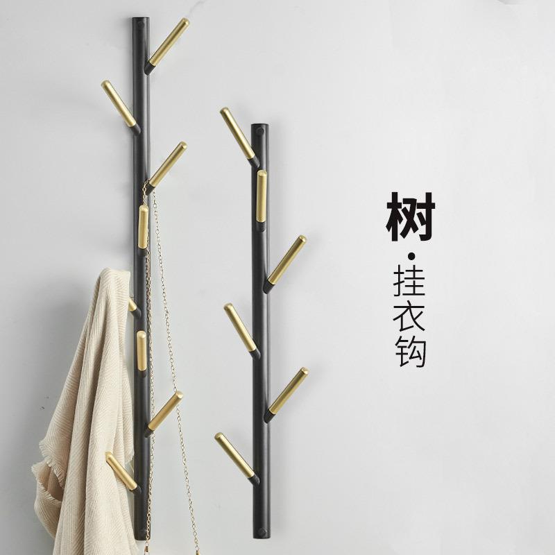 免打孔北欧全铜衣钩卧室门后钩创意挂钩壁挂式挂衣架落地衣帽架