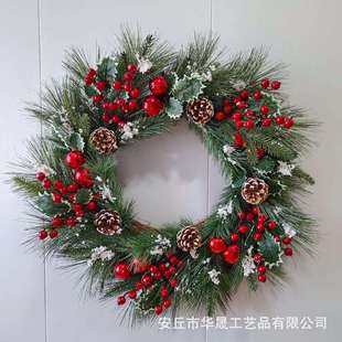 仿真圣诞花环仿真花人造花环圣诞节日装饰酒店商场圣诞布置道具