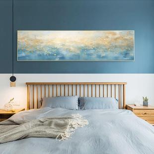 床头肌理蓝金色卧室装饰画主卧房间客厅挂画民宿酒店公寓壁画
