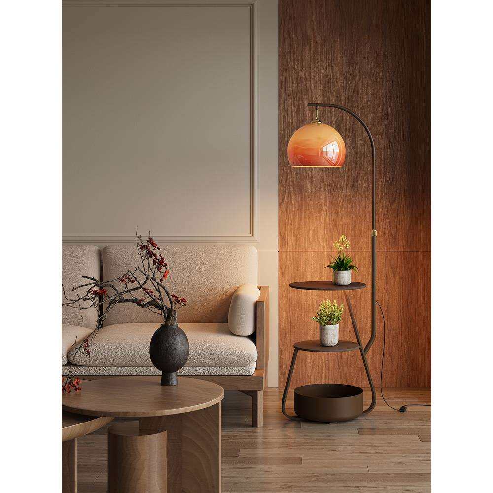 中古风落地灯置物架一体客厅沙发边茶几轻奢卧室床头立式台灯