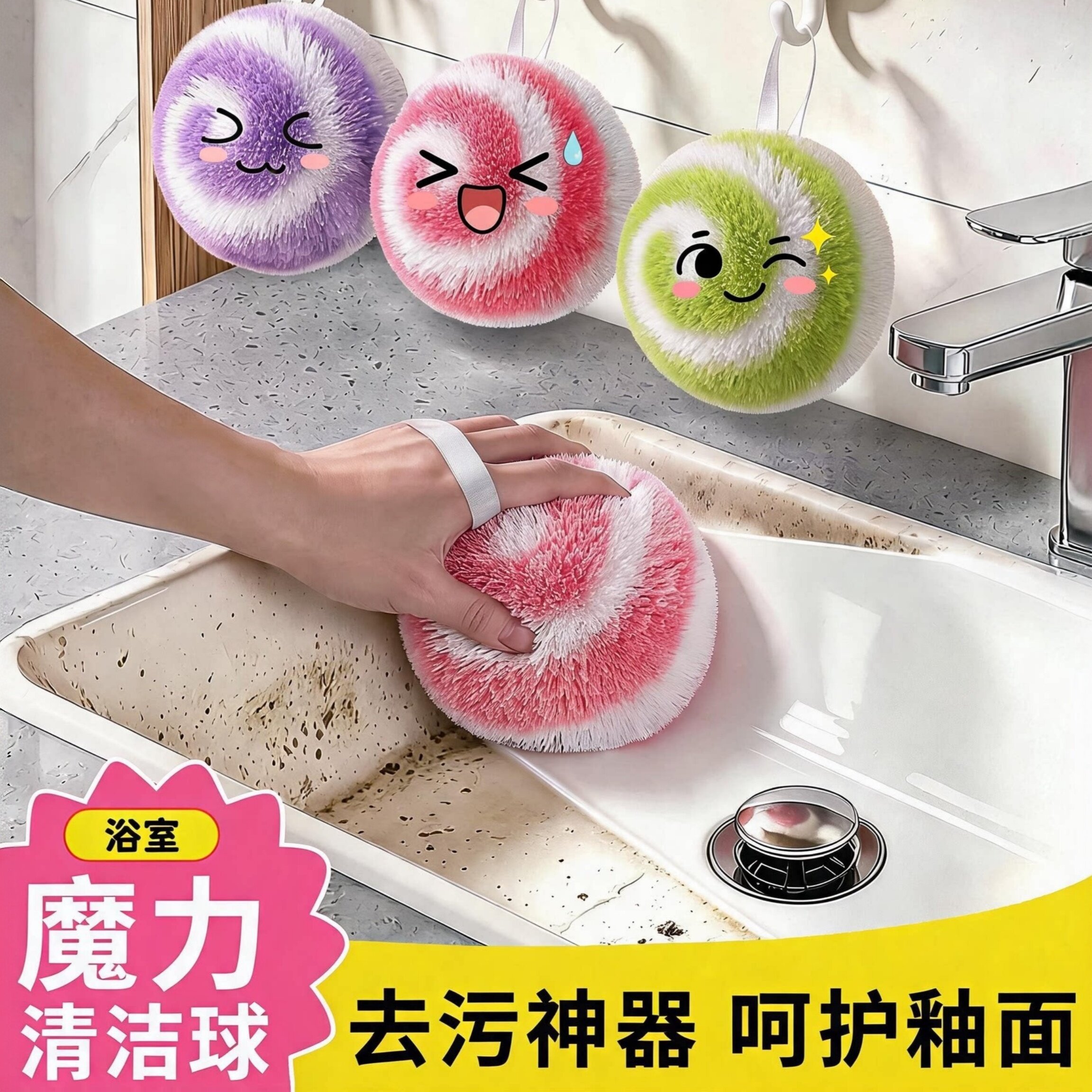 魔力清洁球软毛浴室去垢刷