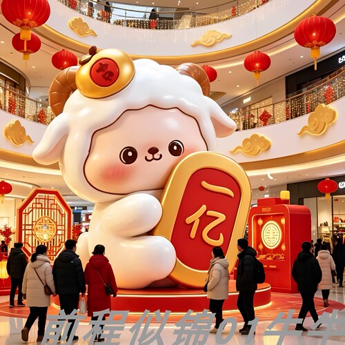 元旦小羊玻璃钢雕塑美陈装置摆件