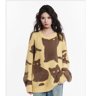 HSNH【猫咪假日】休闲慵懒风软糯亲肤毛衣秋季男女同款