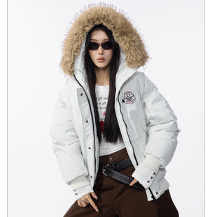 HSNH【加厚连帽毛领棉服】冬季美式复古派克棉服外套