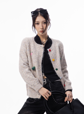 HSNH【绵羊毛趣味开衫】圣诞版秋冬时尚复古针织开衫毛衣