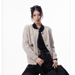 HSNH【绵羊毛趣味开衫】圣诞版秋冬时尚复古针织开衫毛衣