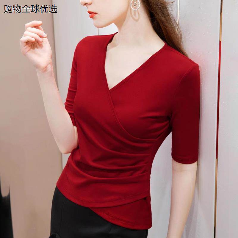 女士拉丁舞上衣广场舞V领