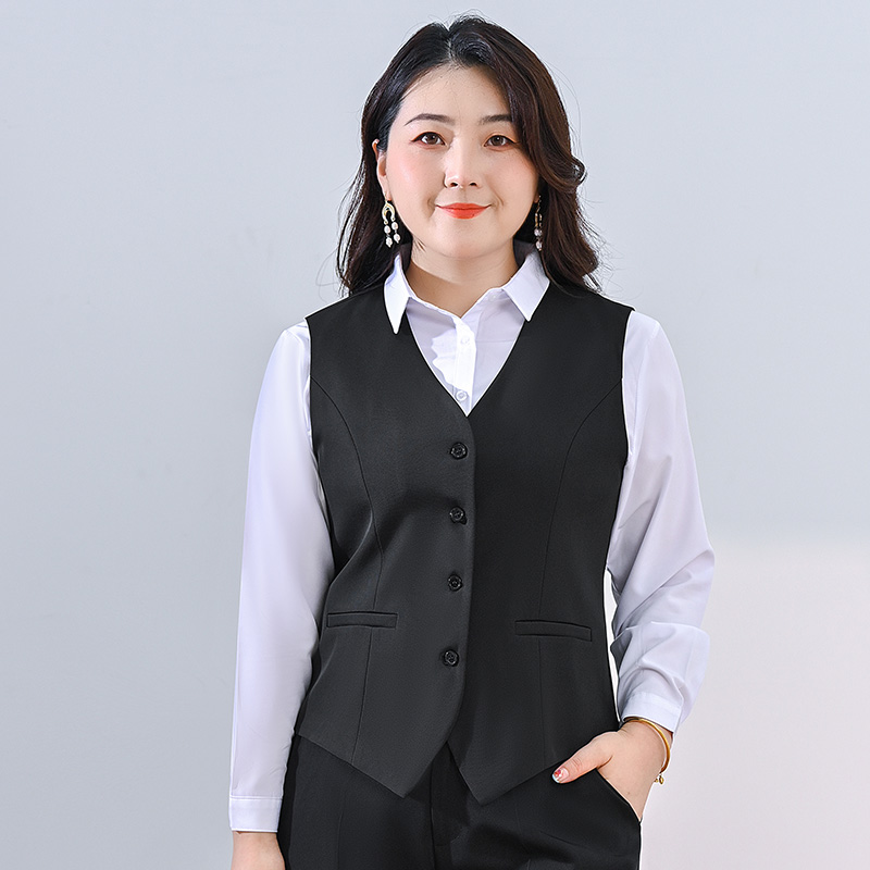 大码西装马甲套装女胖mm工装马夹200斤职业背心坎肩工作制服