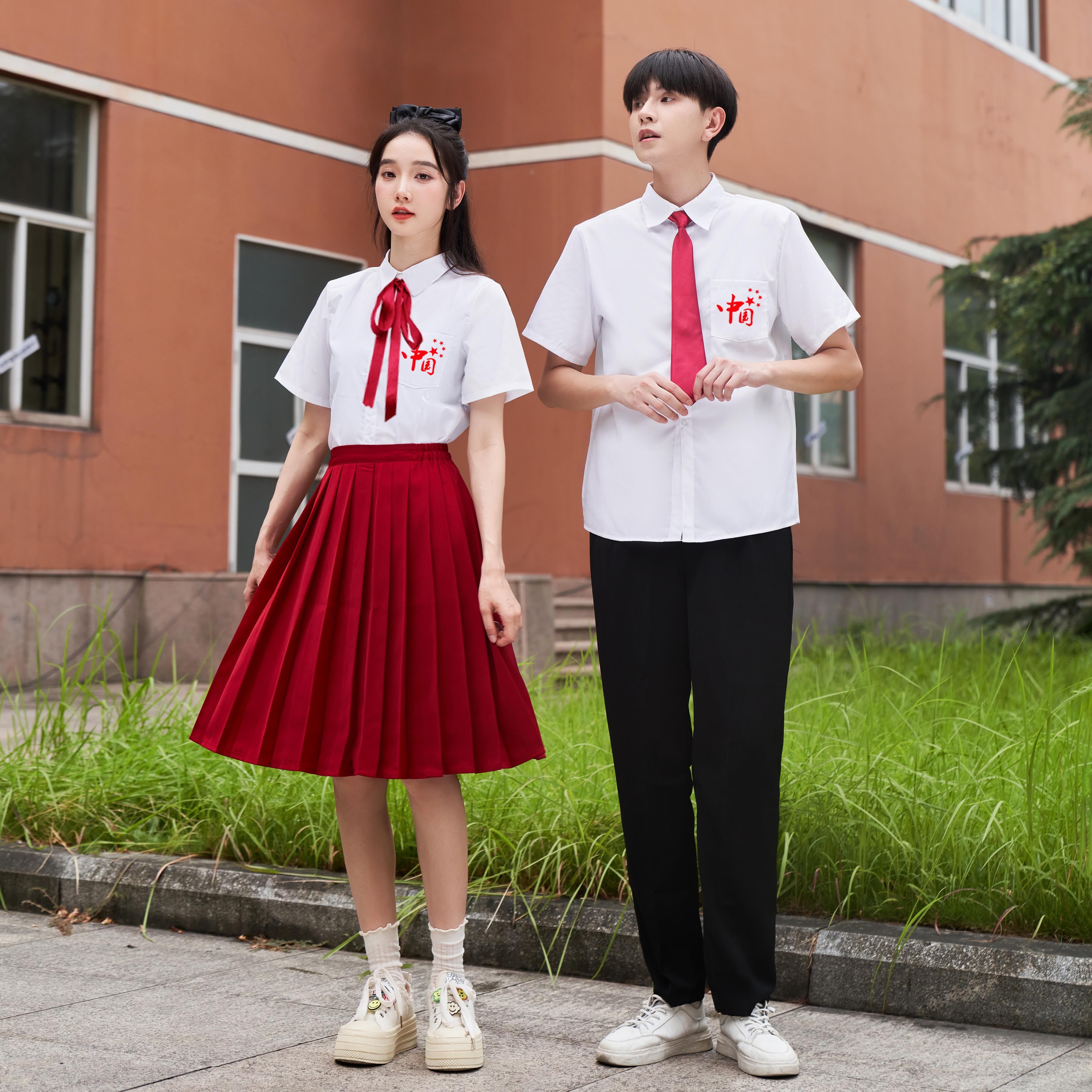 毕业班服夏季套装初中生运动会朗诵合唱演出服高中学生学院风校服