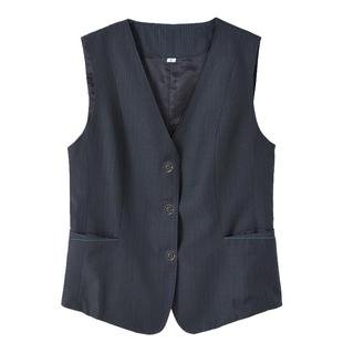 新款灰条纹女西装马甲业农制服工作服职业工装行服衬衫