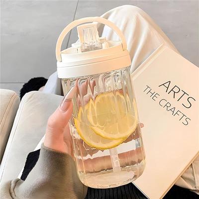 水杯女生夏季高颜值吸管玻璃杯