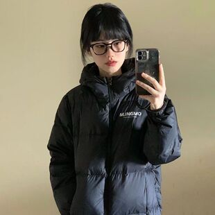 MM明摩女装短款羽绒服女2025冬季新款小个子宽松情侣加厚面包外套