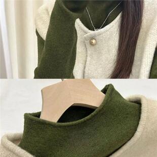森系复古叠穿上衣女秋冬巨好看的针织马甲背心打底衫毛衣两件套装