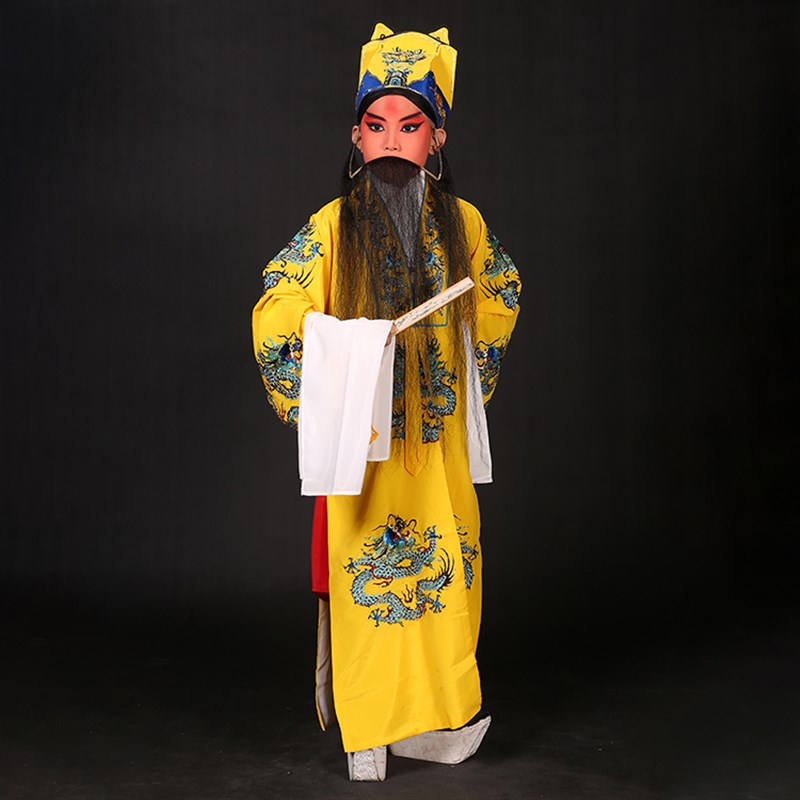 极速儿童龙披 京剧n戏曲演出服装打金砖皇上皇帝龙袍黄披六一演出