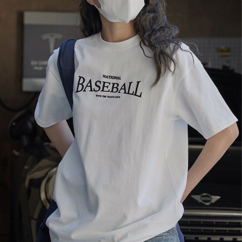 极速橙色字母印花圆领短袖T恤夏季新款韩J版ins时髦宽松舒适休闲