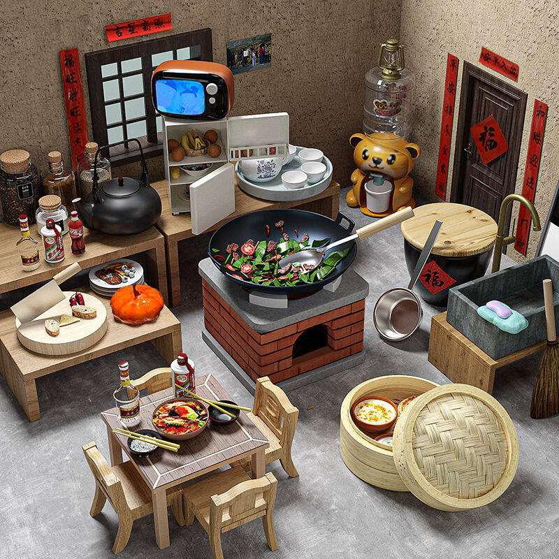 极速贇娅迷你小厨房可真煮扮家家酒F套装厨房农家院全套竈台可食